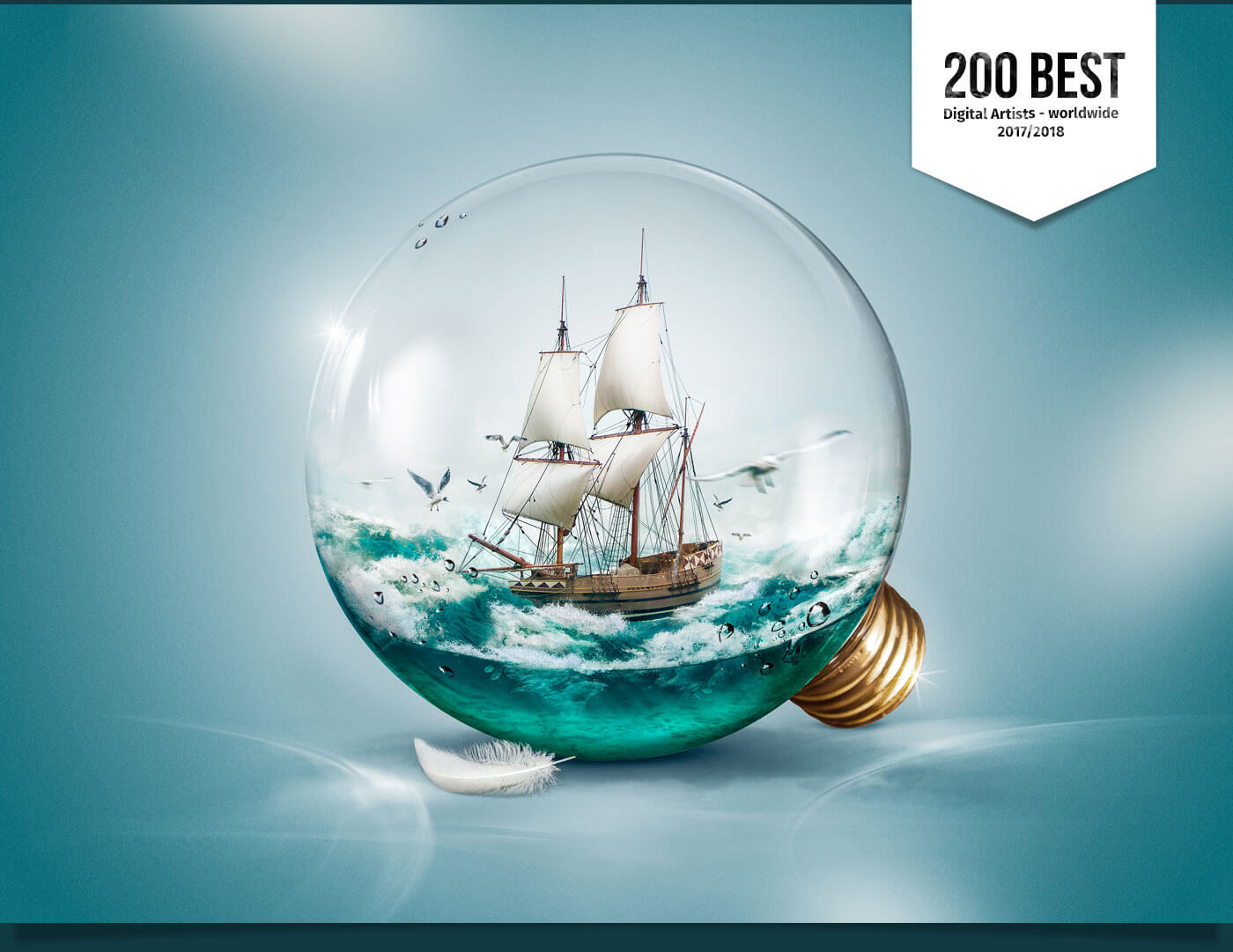 200 best digital artists - lürzers - sailer in a light bulb - rüdiger lauktien