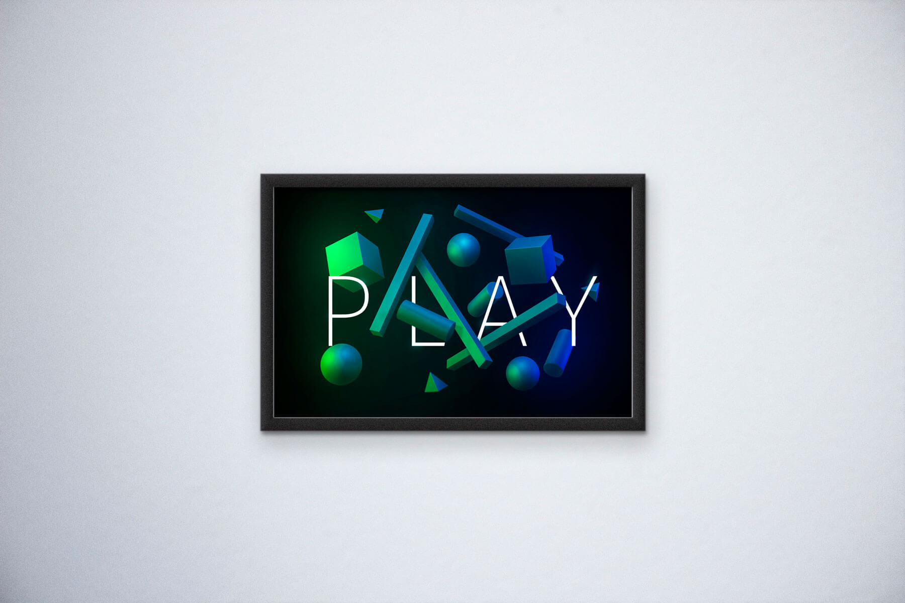 Play with shapes - typography artwork design by stilknecht - mock up poster green